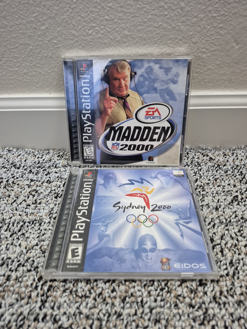 Sony PlayStation Blue and White Game Cases (Madden 2000 & Sydney 2000)